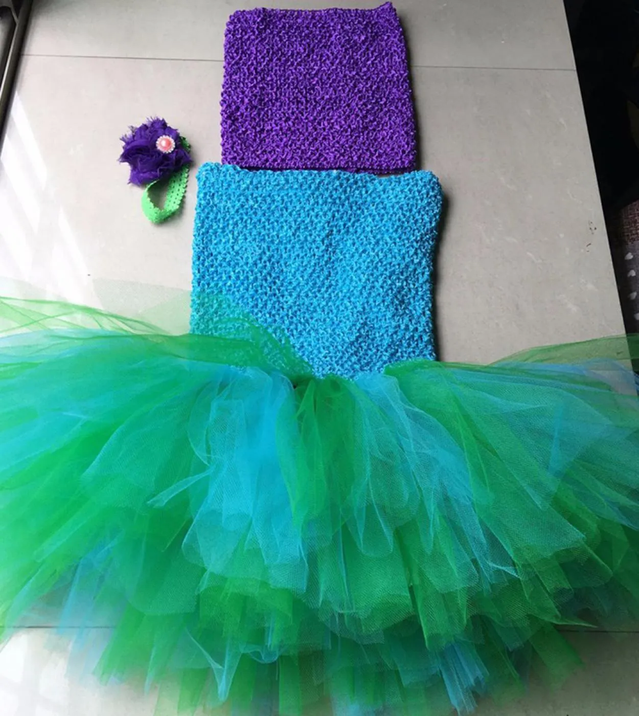 Baby Girls Mermaid Tutu Dress Toddler Kids Birthday Party Outfit Mermaid Tail Princess Girl Costume Tutu Set per foto