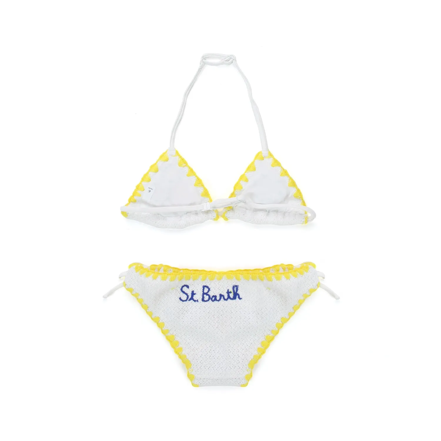 Bikini Crochet Bianco Con Orli Gialli