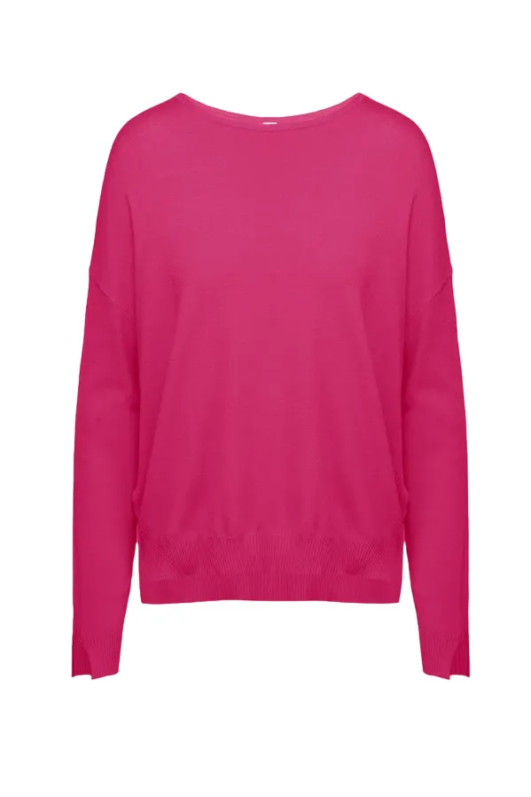 Bomboogie maglia da donna Boatneck Sweater Whit Splits MW7872TTVE45 fucsia