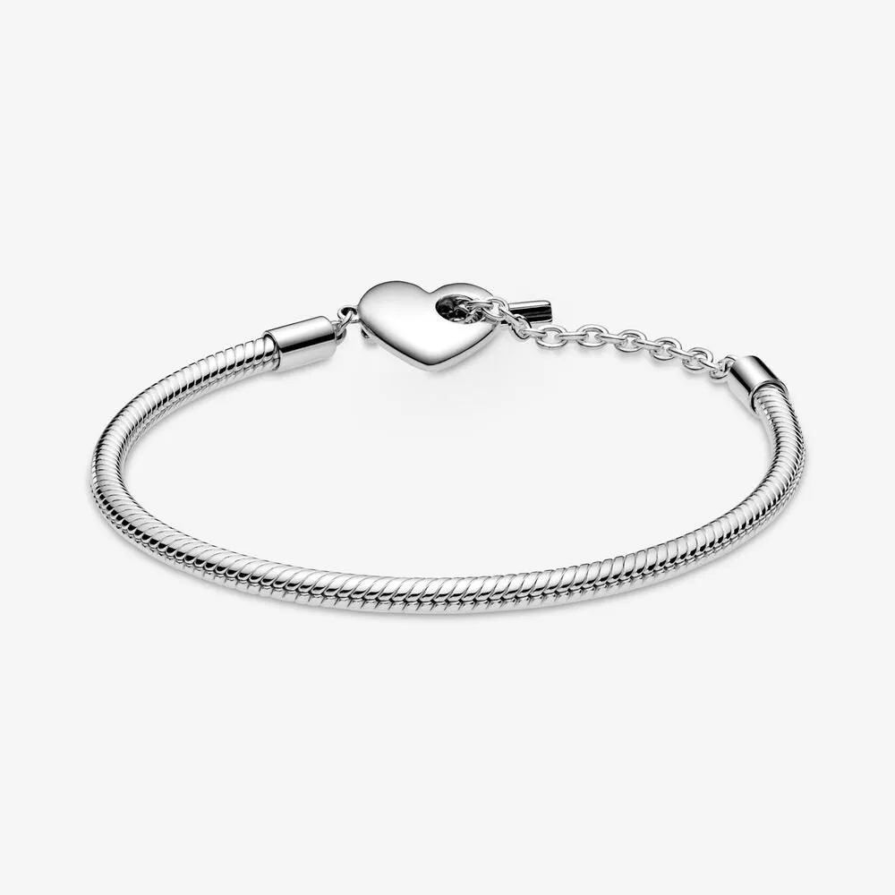 Bracciale Pandora Moments con maglia snake, cuore e barretta a T - 599285C00