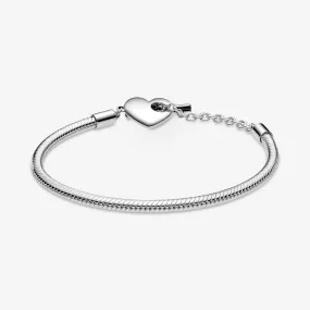 Bracciale Pandora Moments con maglia snake, cuore e barretta a T - 599285C00