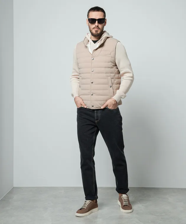 Brunello Cucinelli Gilet in piumino beige MM4031711