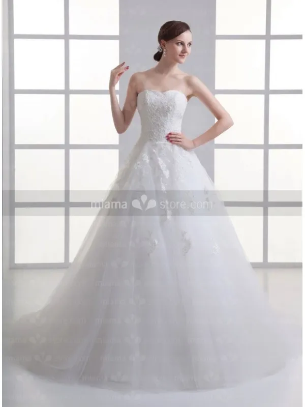 CAMILLE - A-line Sweetheart waist Chapel train Tulle Wedding dress