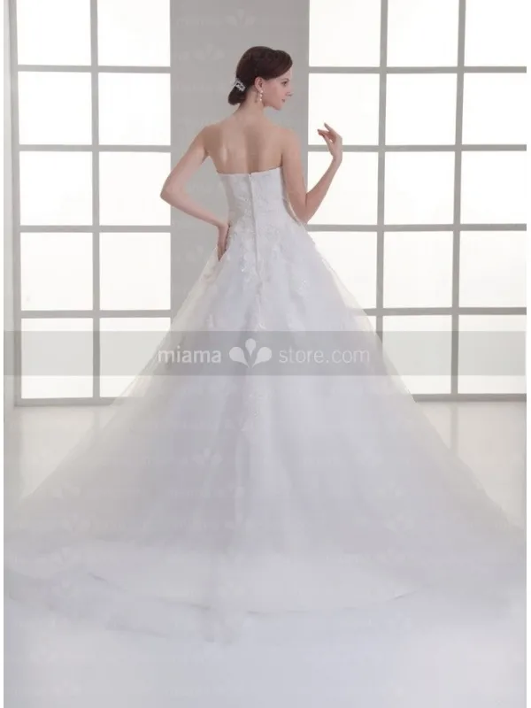 CAMILLE - A-line Sweetheart waist Chapel train Tulle Wedding dress