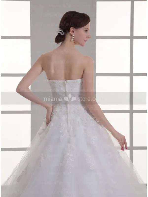 CAMILLE - A-line Sweetheart waist Chapel train Tulle Wedding dress