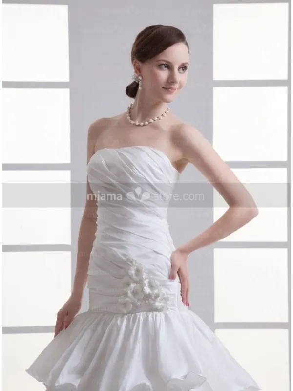 CANDICE - A-line Strapless Chapel train Taffeta Wedding dress