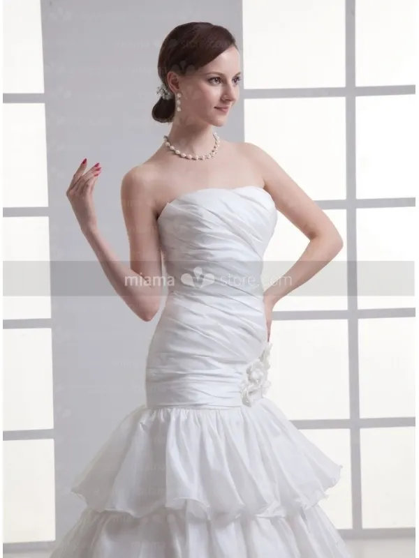 CANDICE - A-line Strapless Chapel train Taffeta Wedding dress