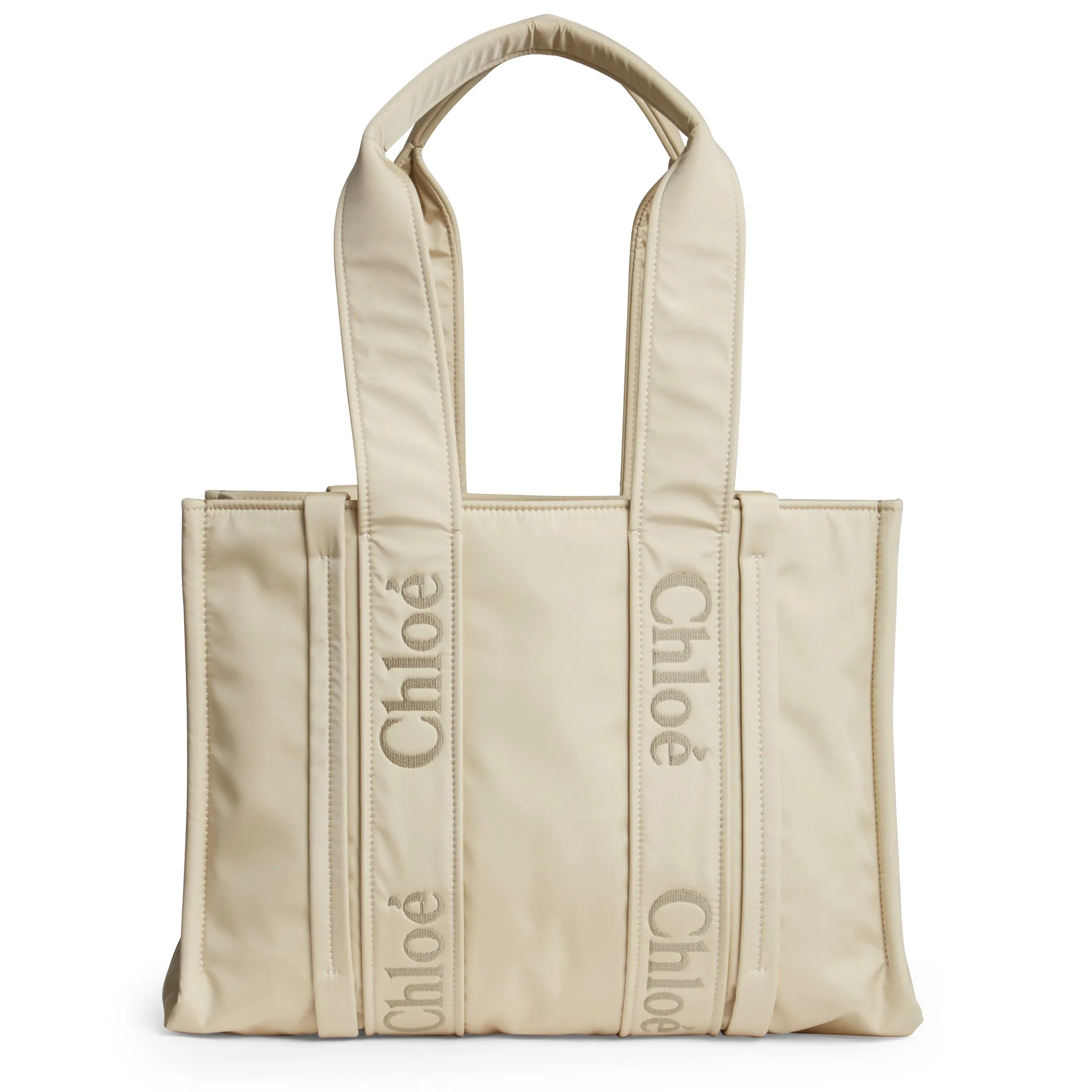 CHLOE  Borsa media ''Woody'' in tessuto beige