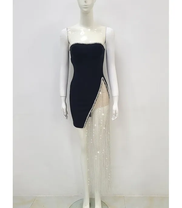 Dress superlongfringe strass