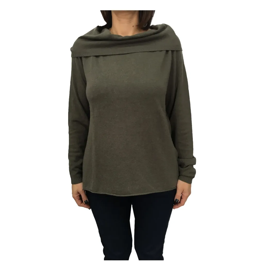 ELENA MIRO' maglia donna colore militare con spacchi