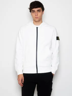 Felpa Full Zip con Cappuccio Bianco