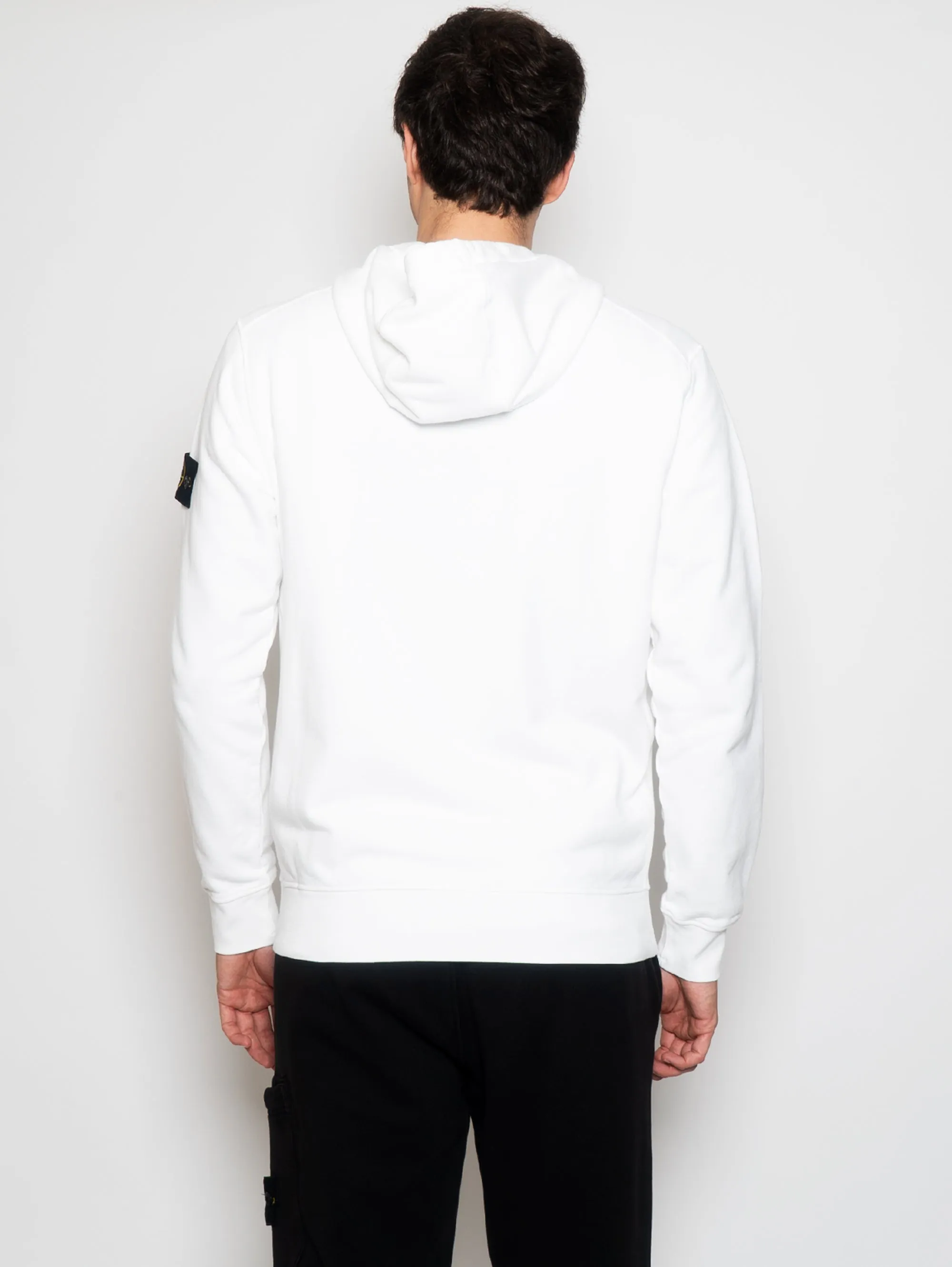 Felpa Full Zip con Cappuccio Bianco