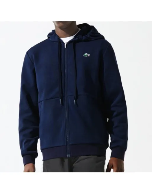 FELPA LACOSTE FULLZIP E CAPPUCCIO CON INSERTI IN RETE SH9676