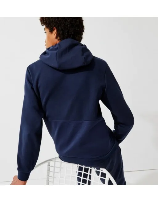 FELPA LACOSTE FULLZIP E CAPPUCCIO CON INSERTI IN RETE SH9676