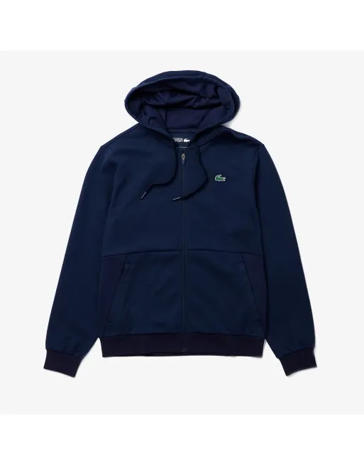 FELPA LACOSTE FULLZIP E CAPPUCCIO CON INSERTI IN RETE SH9676