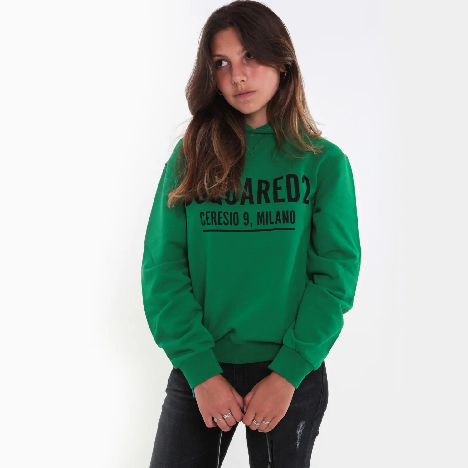 Felpa Unisex Verde Con Cappuccio Jr E Teen