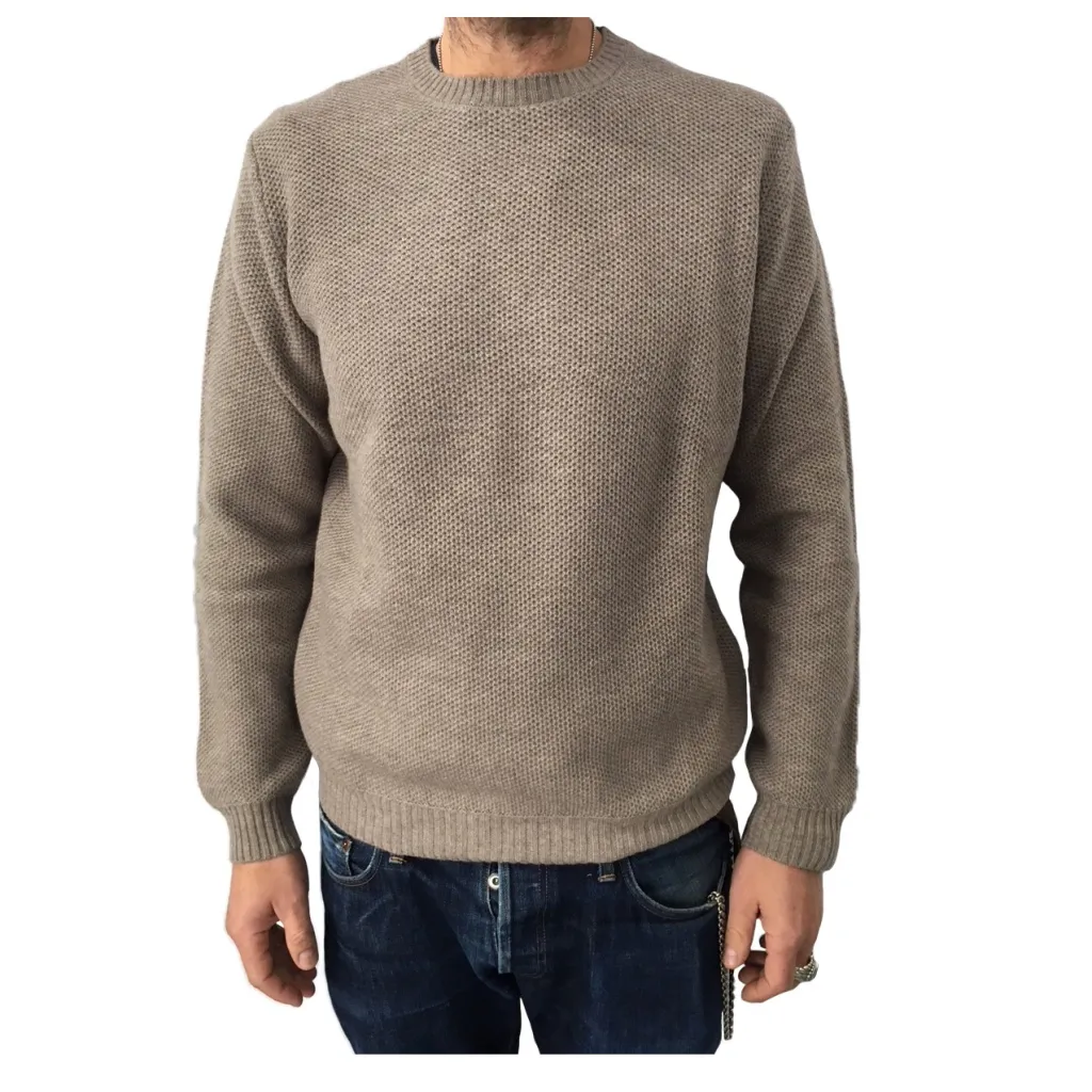 FERRANTE maglia uomo girocollo lavorazione riso 90% lana 10% cashmere MADE IN ITALY