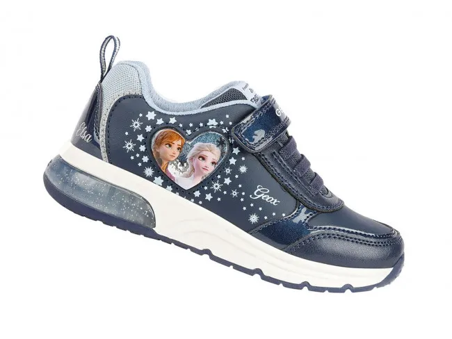 GEOX SCARPE SNEAKERS CON LUCI JUNIOR INVERNO J168VB 004KN C4231  SPACECLUB BAMBINA BLU NAVY E AZZURRO