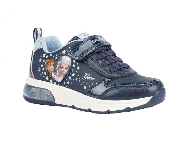 GEOX SCARPE SNEAKERS CON LUCI JUNIOR INVERNO J168VB 004KN C4231  SPACECLUB BAMBINA BLU NAVY E AZZURRO