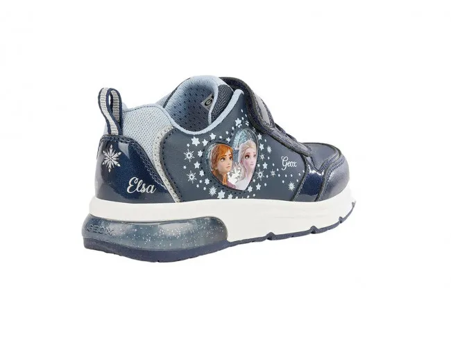 GEOX SCARPE SNEAKERS CON LUCI JUNIOR INVERNO J168VB 004KN C4231  SPACECLUB BAMBINA BLU NAVY E AZZURRO