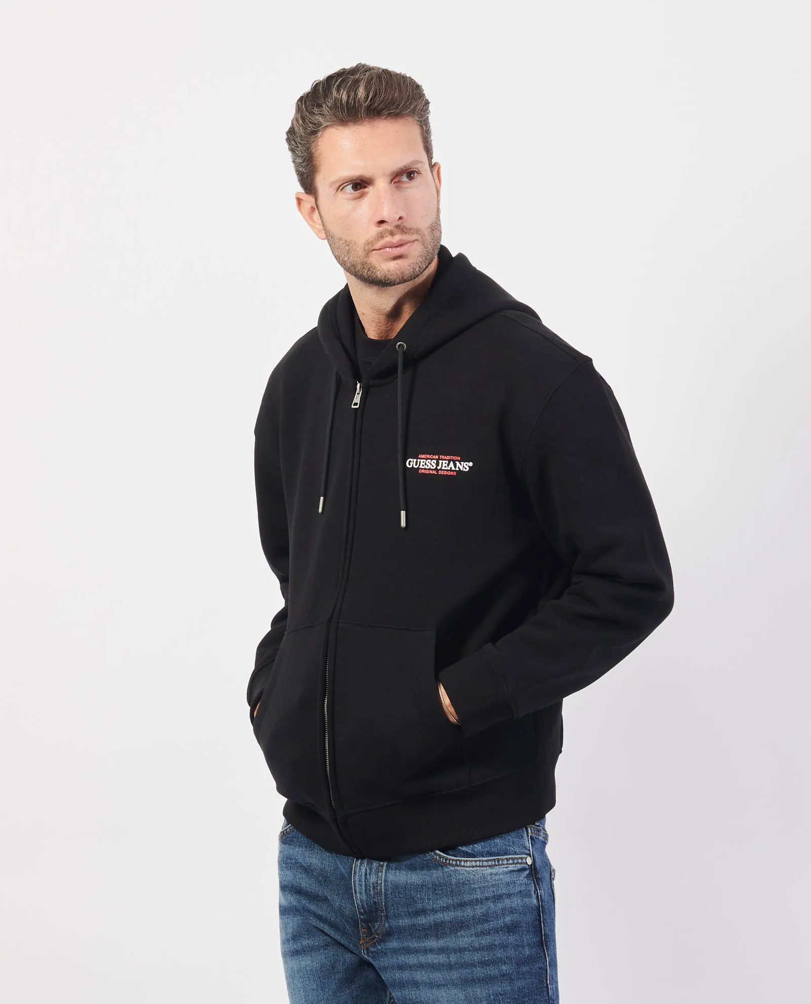 GUESS      Felpa uomo Guess fullzip con cappuccio