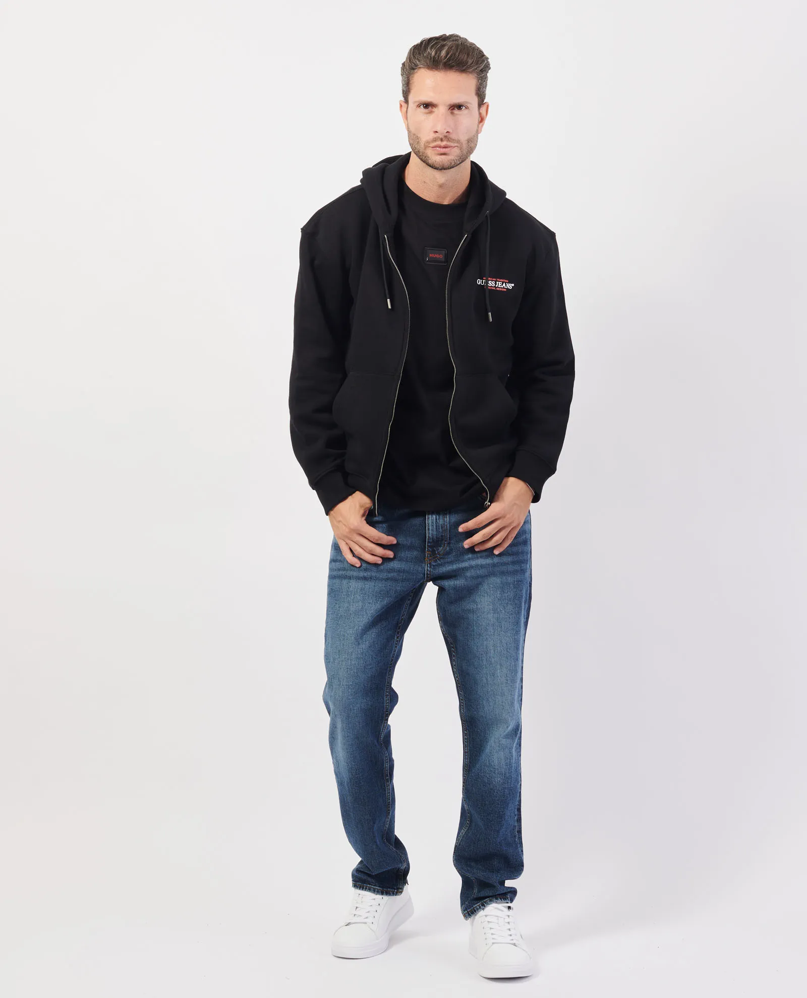 GUESS      Felpa uomo Guess fullzip con cappuccio