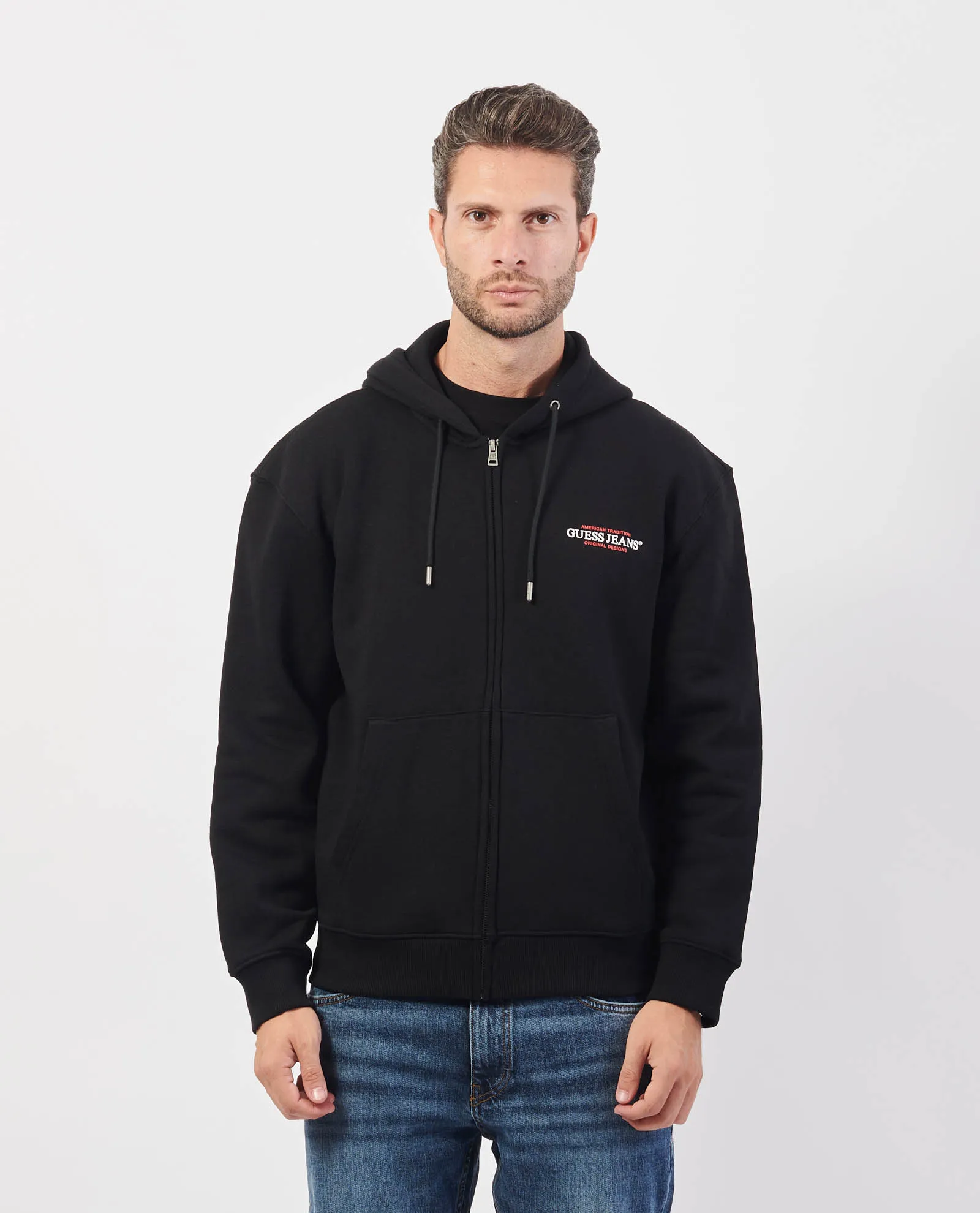 GUESS      Felpa uomo Guess fullzip con cappuccio