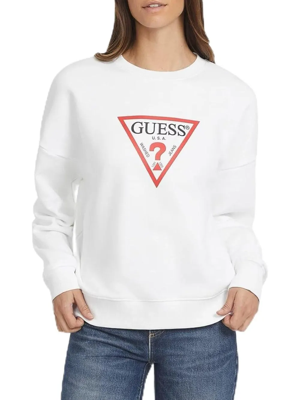 GUESS JEANS Felpa Girocollo Donna Mod. W4YQ00 KC811 G011 White