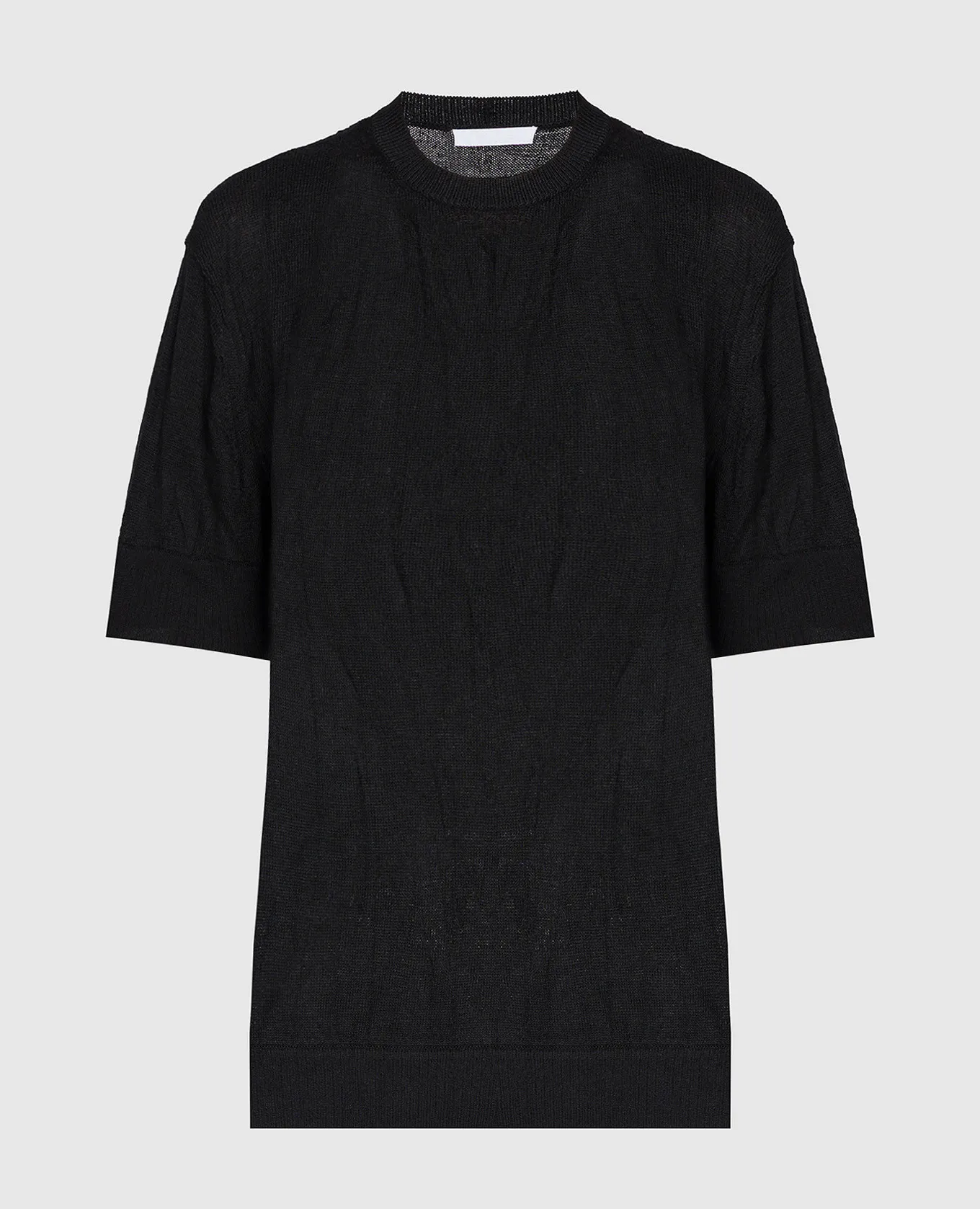 Helmut Lang Maglia nera in lana con fantasia logo O02HW701