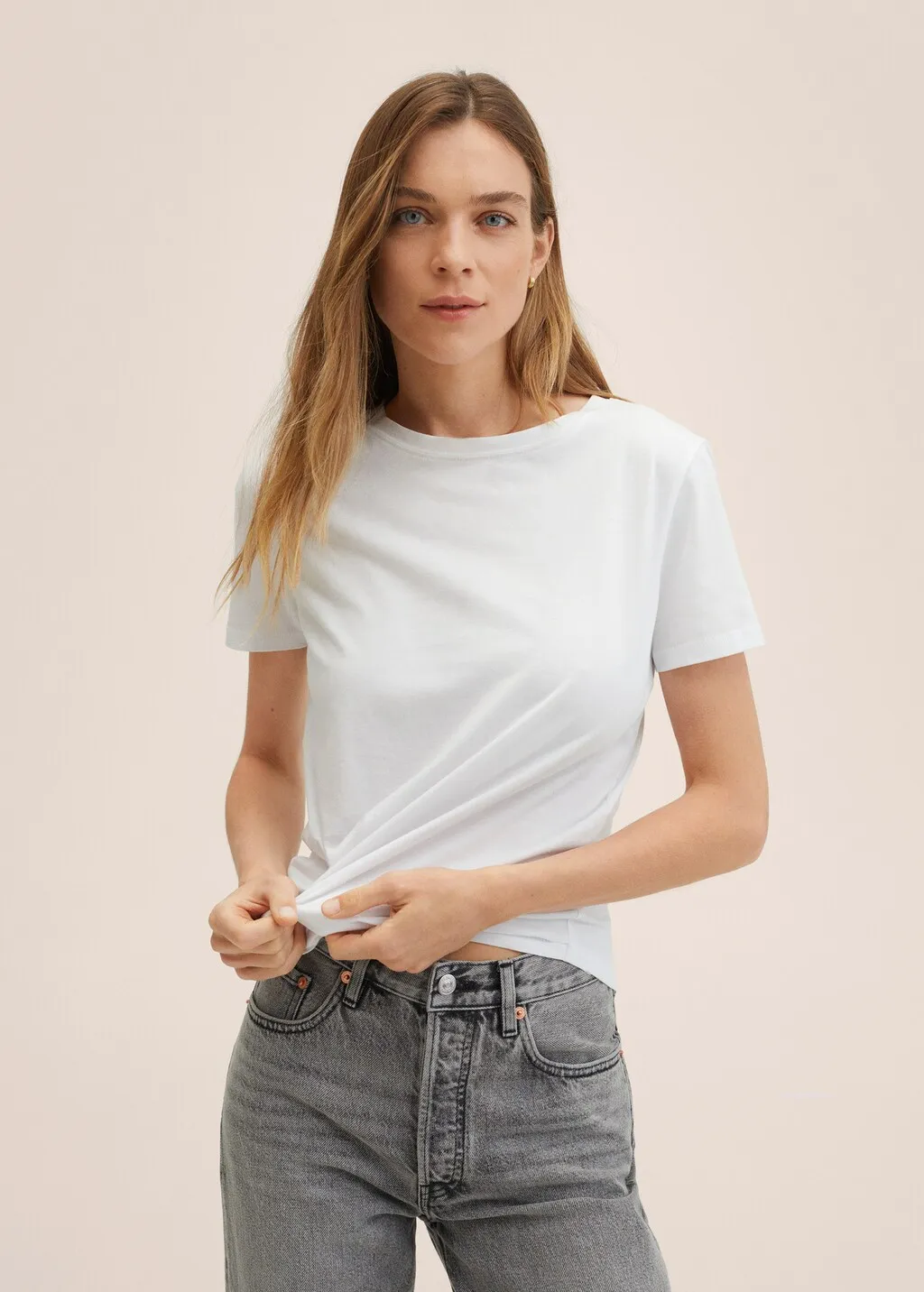 Jeans diritti vita alta crop