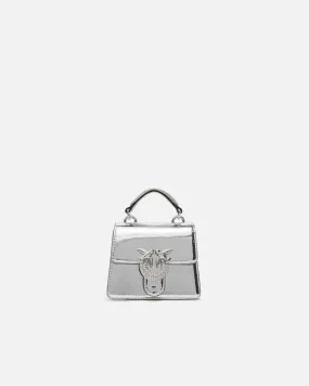  Micro borsa Love Bag metallizzata con tracollina sottile    