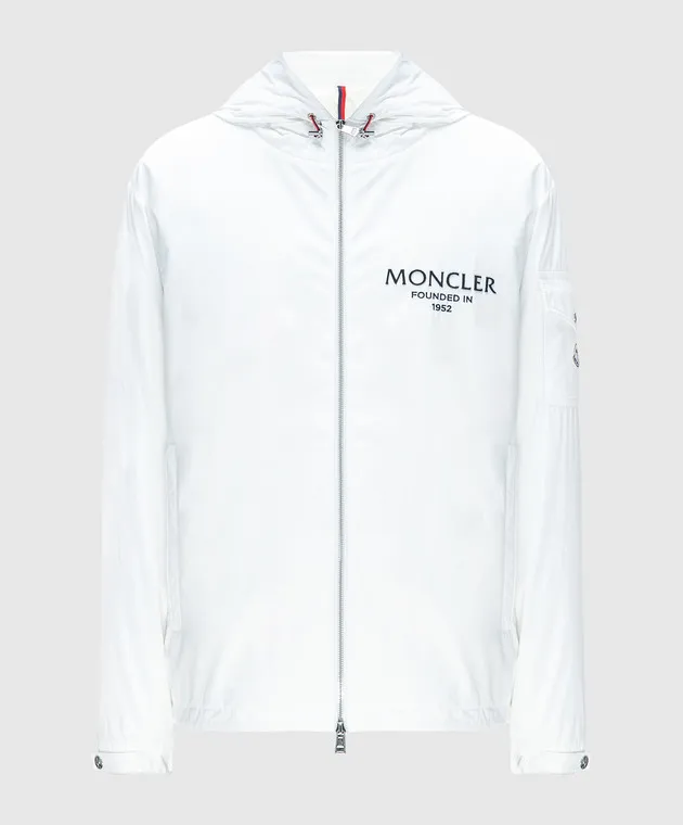 Moncler Piumino bianco con logo testurizzato 1A0002654A91