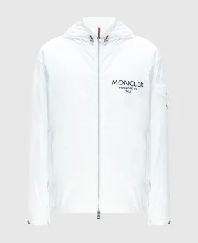 Moncler Piumino bianco con logo testurizzato 1A0002654A91