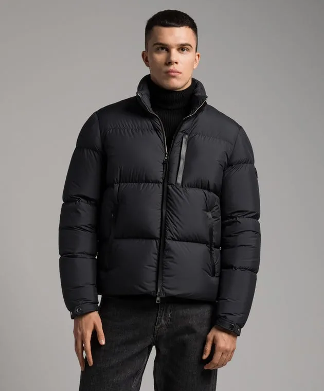 Moncler Piumino nero con inserti in pelle 1A00092549SK