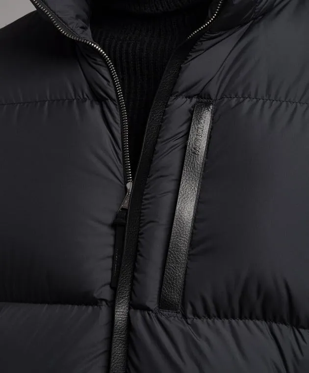 Moncler Piumino nero con inserti in pelle 1A00092549SK