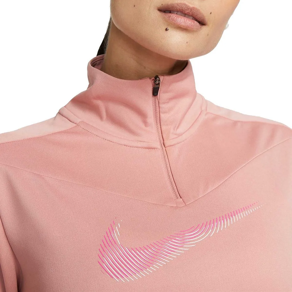      NIKE MAGLIA MANICA LUNGA 1/2 ZIP DRI-FIT SWOOSH HBR PACER DONNA  