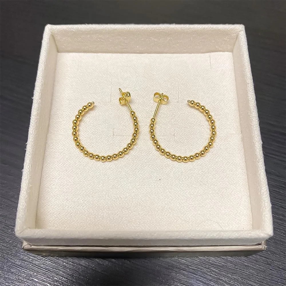 Orecchini cerchietti pallini oro giallo 18kt Ø21,5 mm