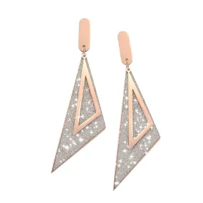 Orecchini Glitter Triangle - Rose gold