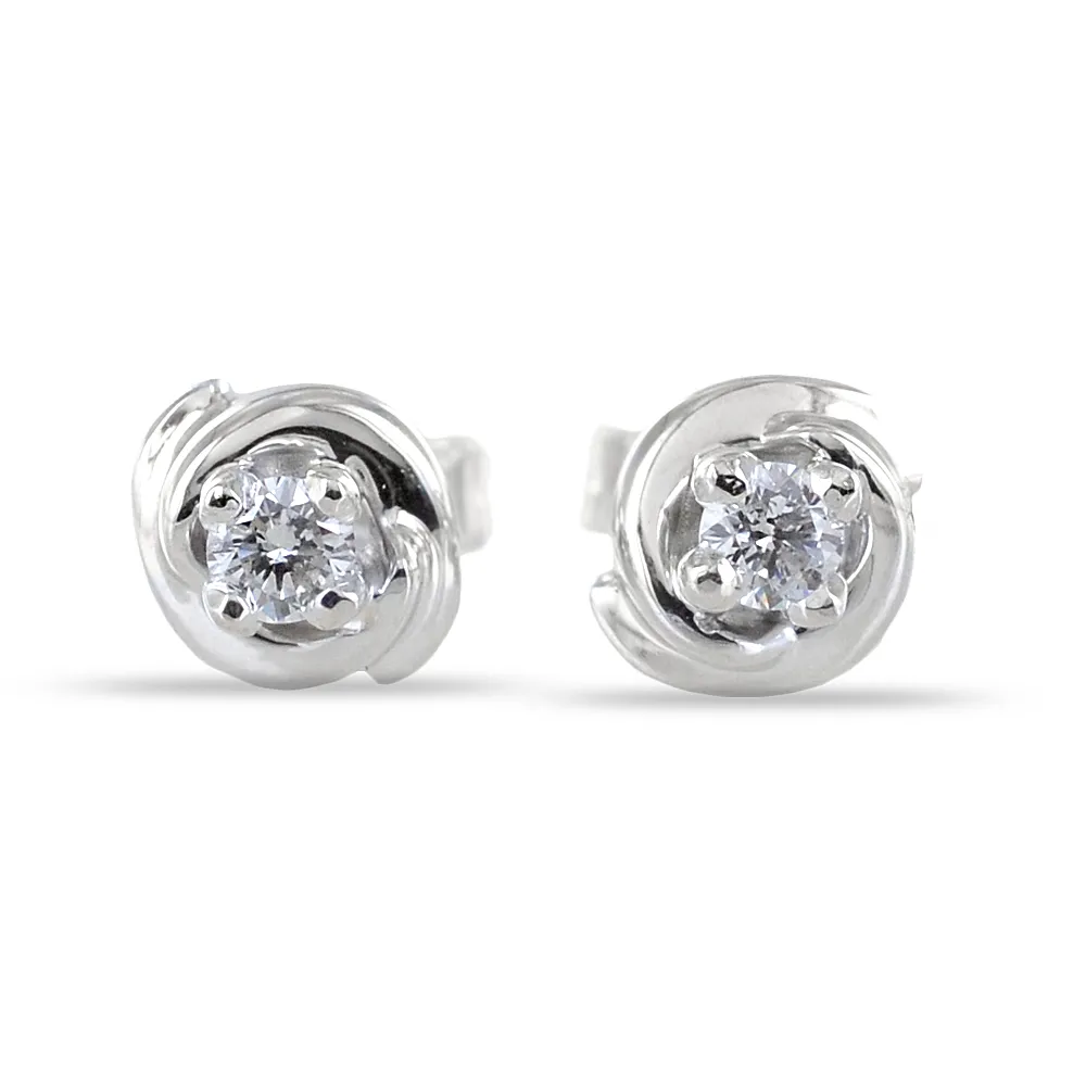 Orecchini punto luce ct 0.18 G - modello diamante in abbraccio