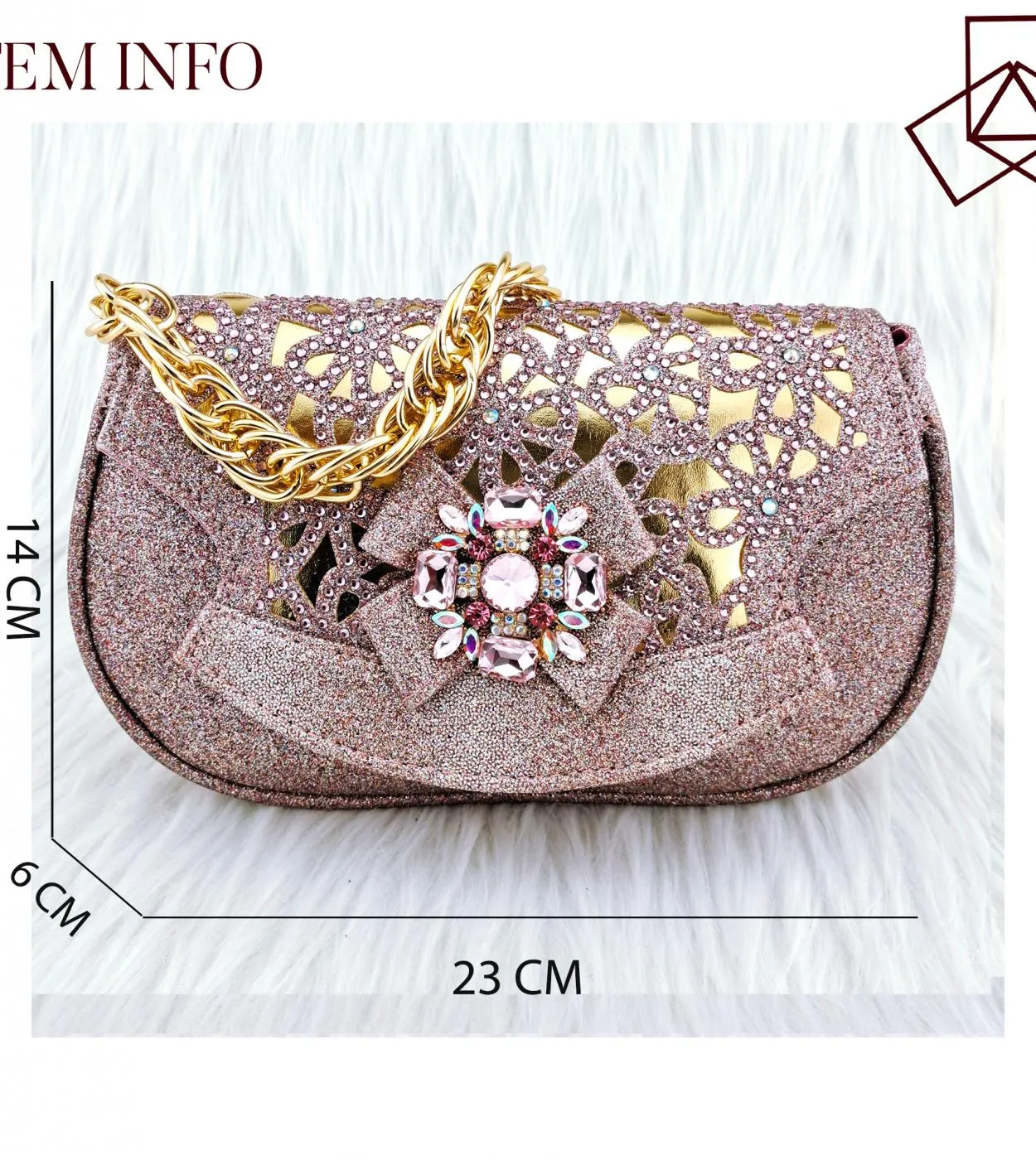 Qsgfc 2023 Nuovo Prodotto Ragazze Rosa Semi Circle Design Hollow Splicing Style Borsa Grande Decorazione di Diamanti Scarpe Nobi