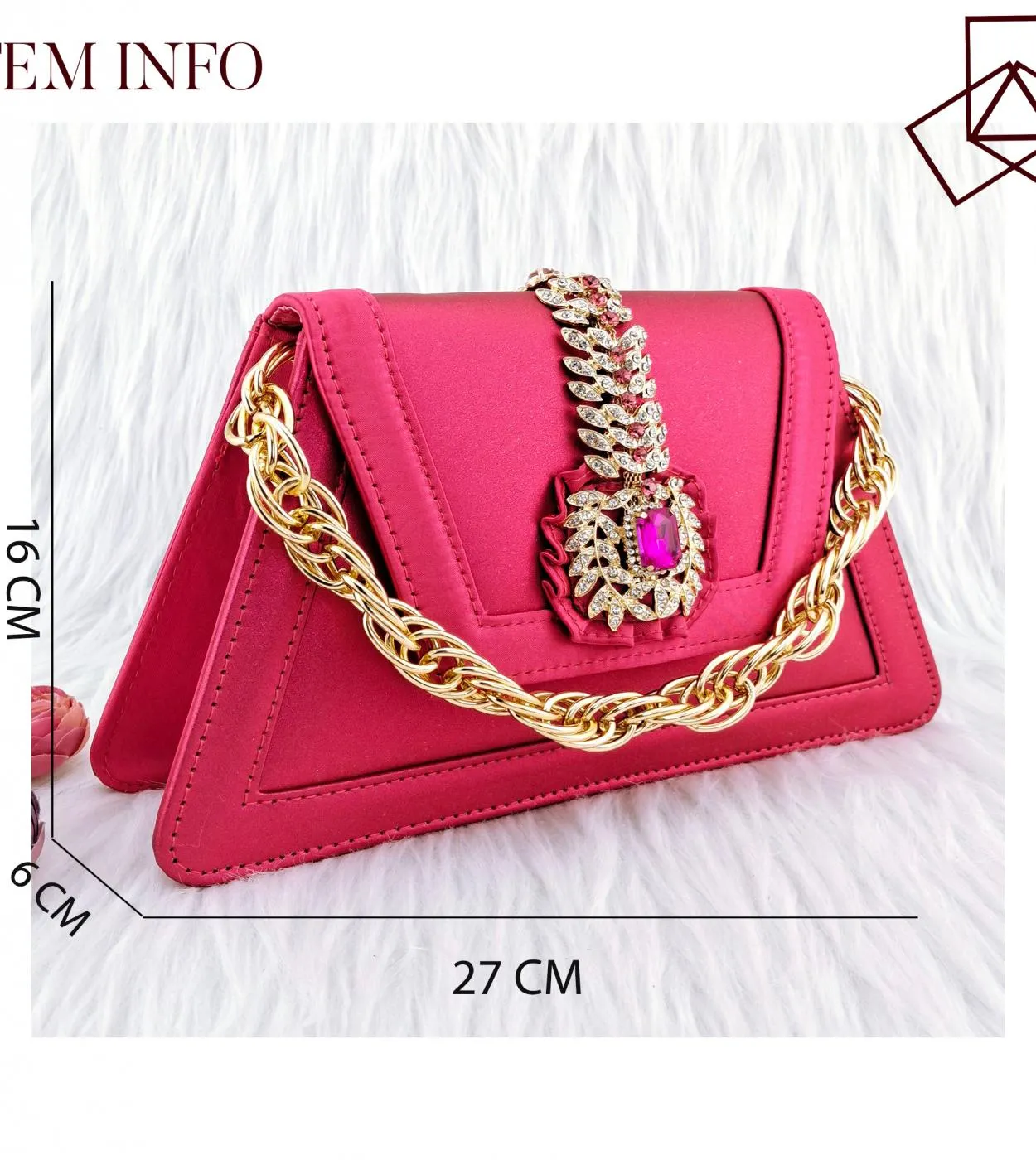 Qsgfc Nuovo Design Fucsia Borsa Tridimensionale Con Diamante Lucido Decorato Scarpe Con Tacchi Alti Nigeria Scarpe Da Festa Da D