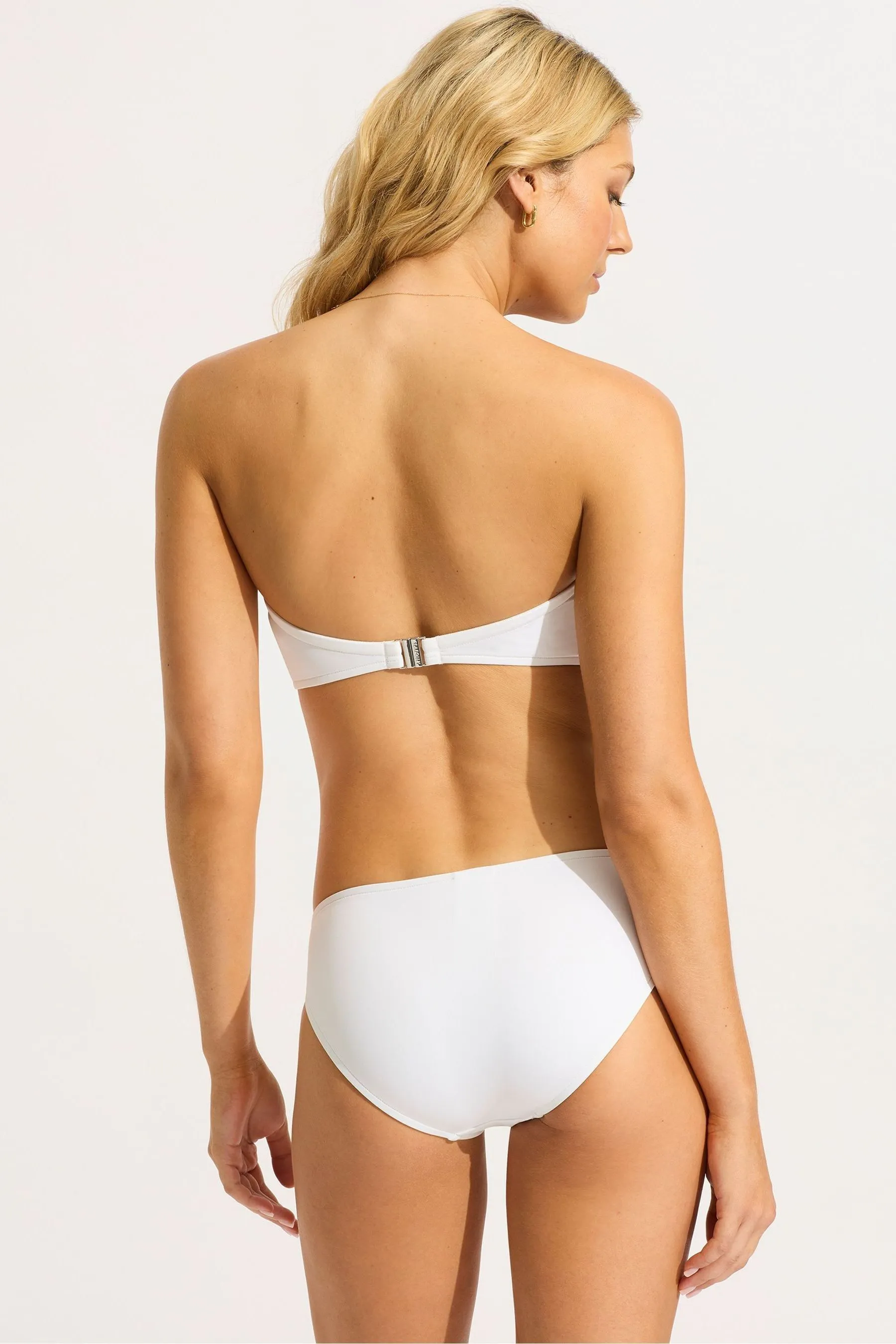 Seafolly - Mini boxer a vita bassa con fascia intrecciata Bianco - Slip bikini