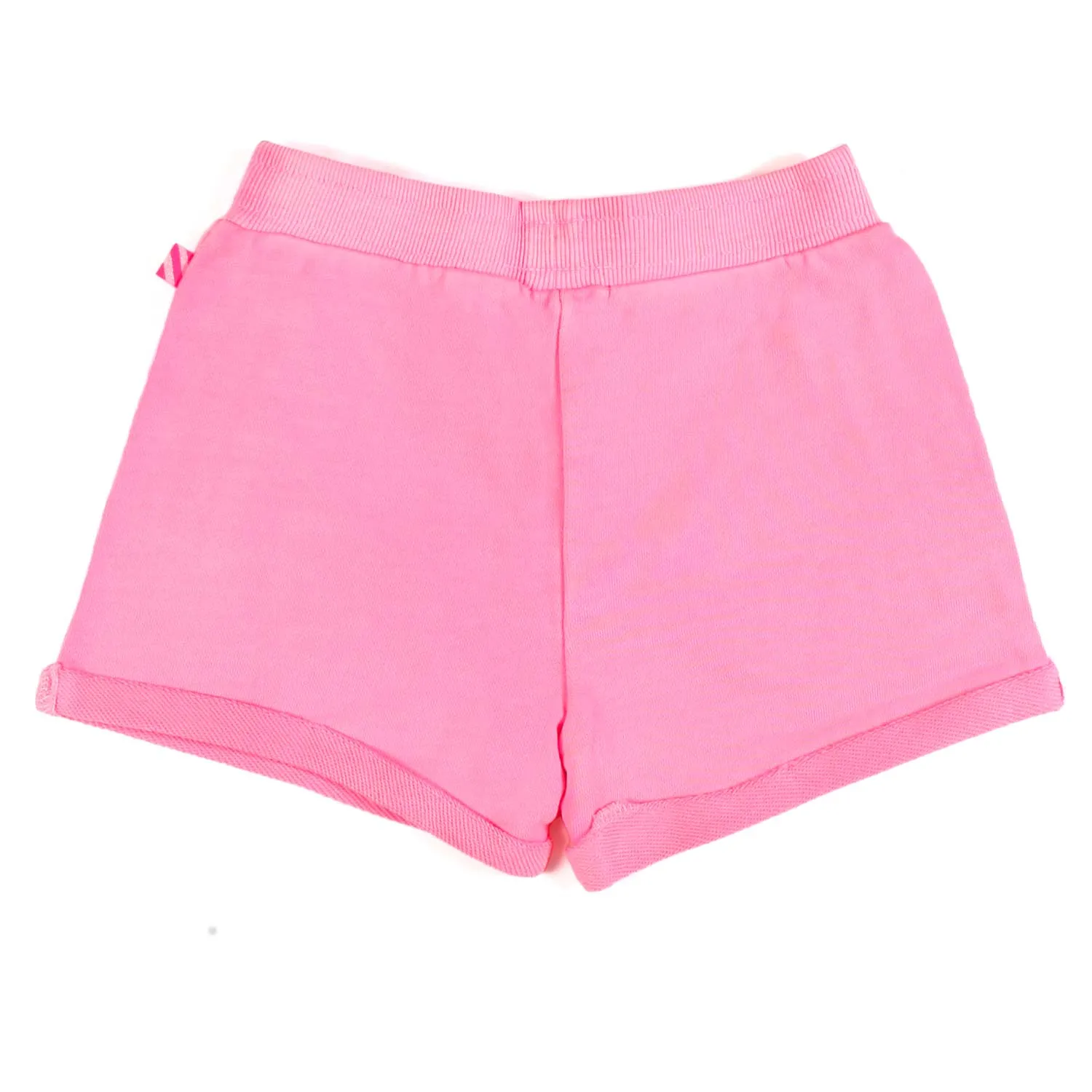 Shorts Felpa Rosa Con Stampa Glitter Bambina