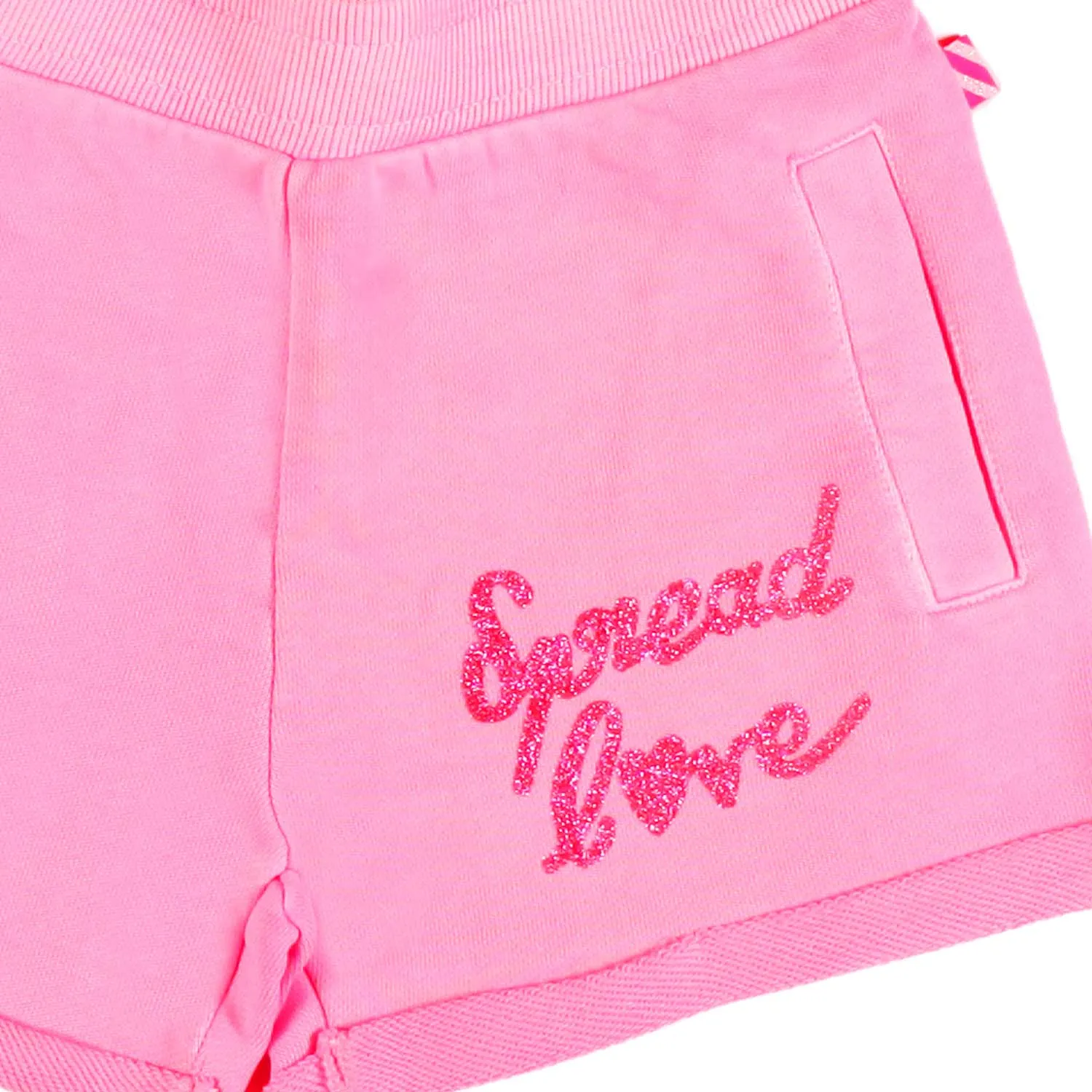 Shorts Felpa Rosa Con Stampa Glitter Bambina