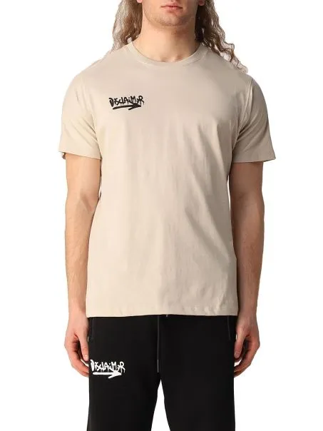 T-shirt Uomo Girocollo DISCLAIMER Stampa Logo 51554 Beige