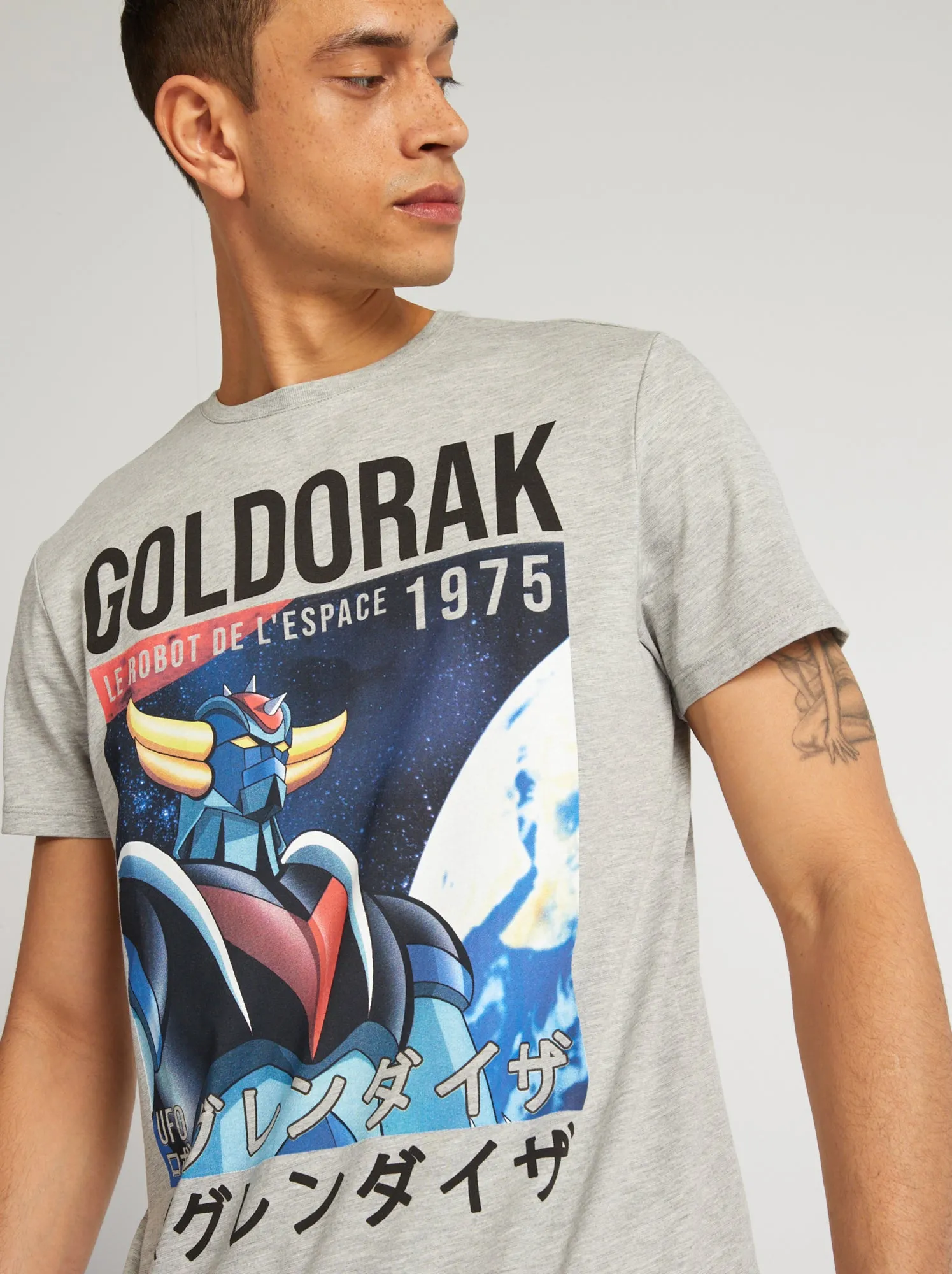 T-shirt 'Goldorak' scollo tondo - GRIGIO