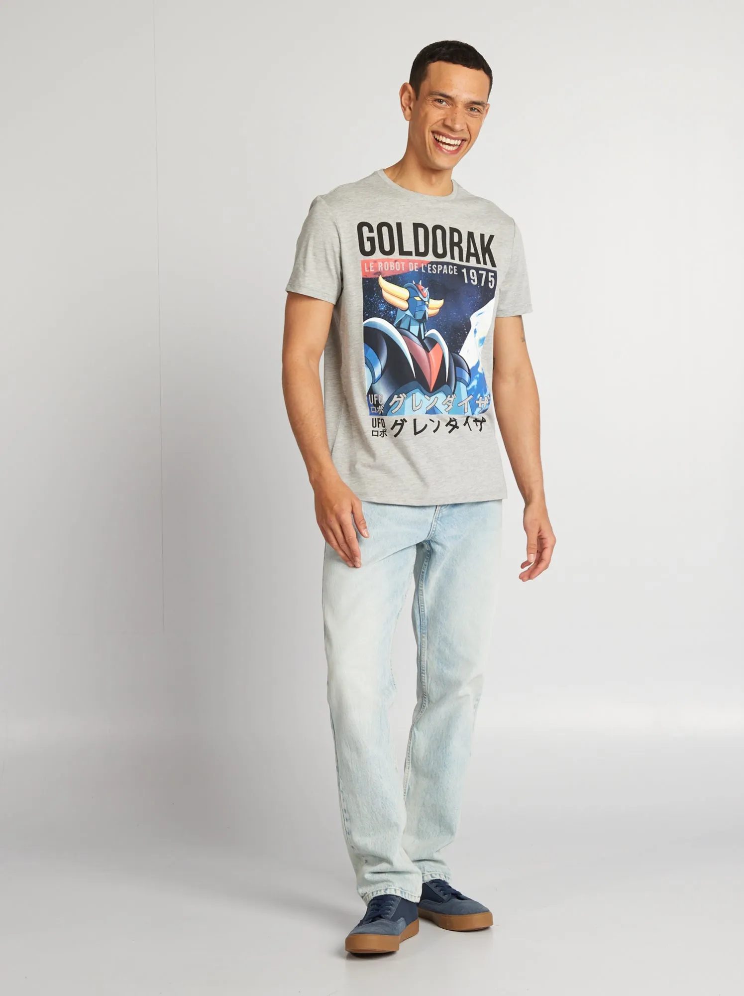 T-shirt 'Goldorak' scollo tondo - GRIGIO