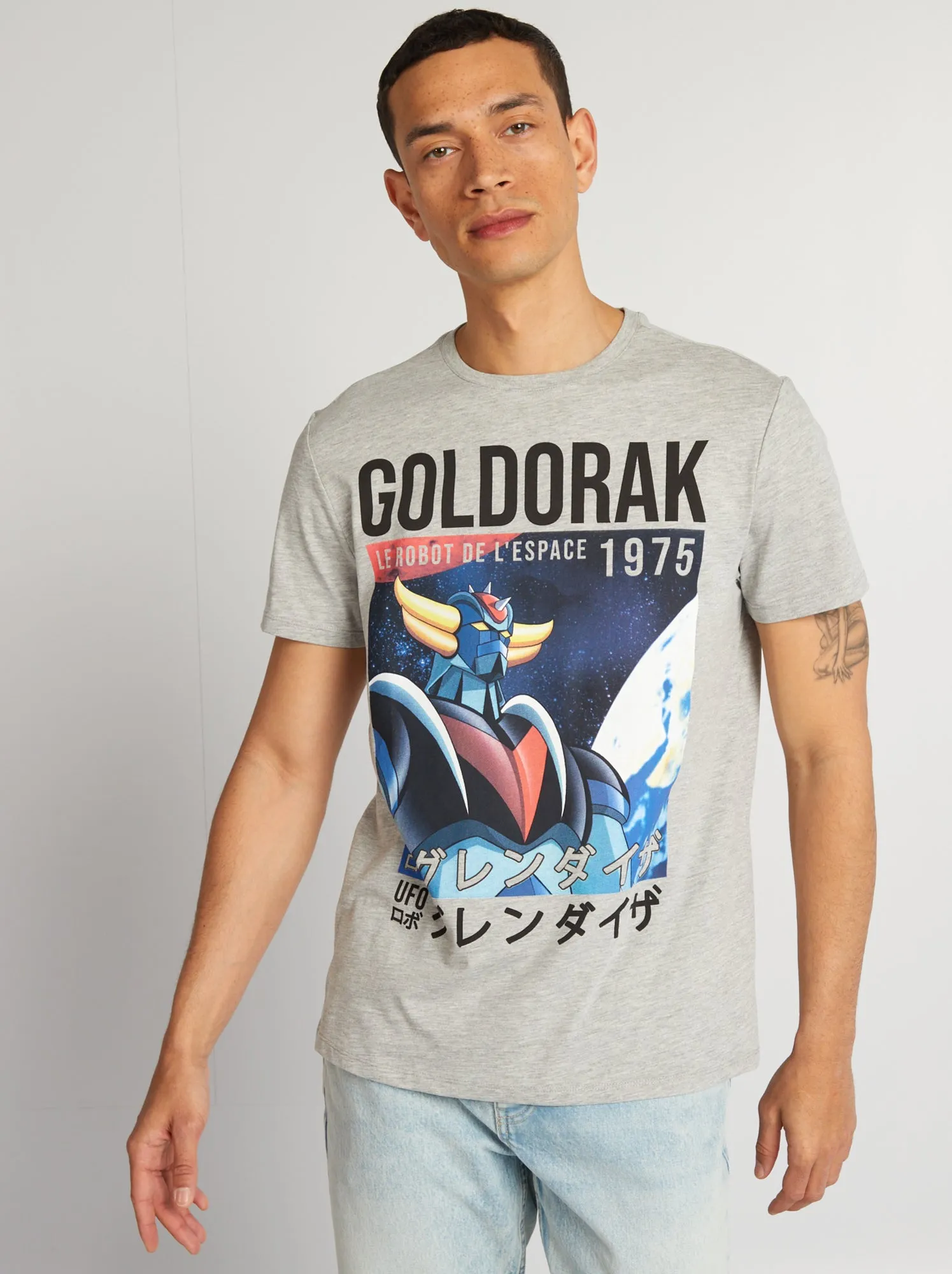 T-shirt 'Goldorak' scollo tondo - GRIGIO