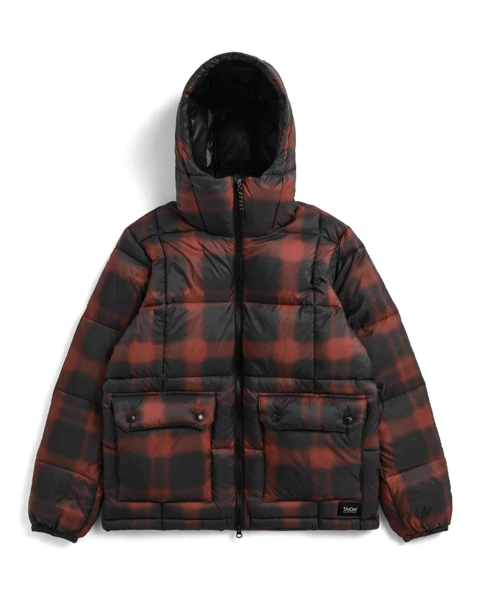 TAION Piumino Mountain con Cappuccio Black/Red Check