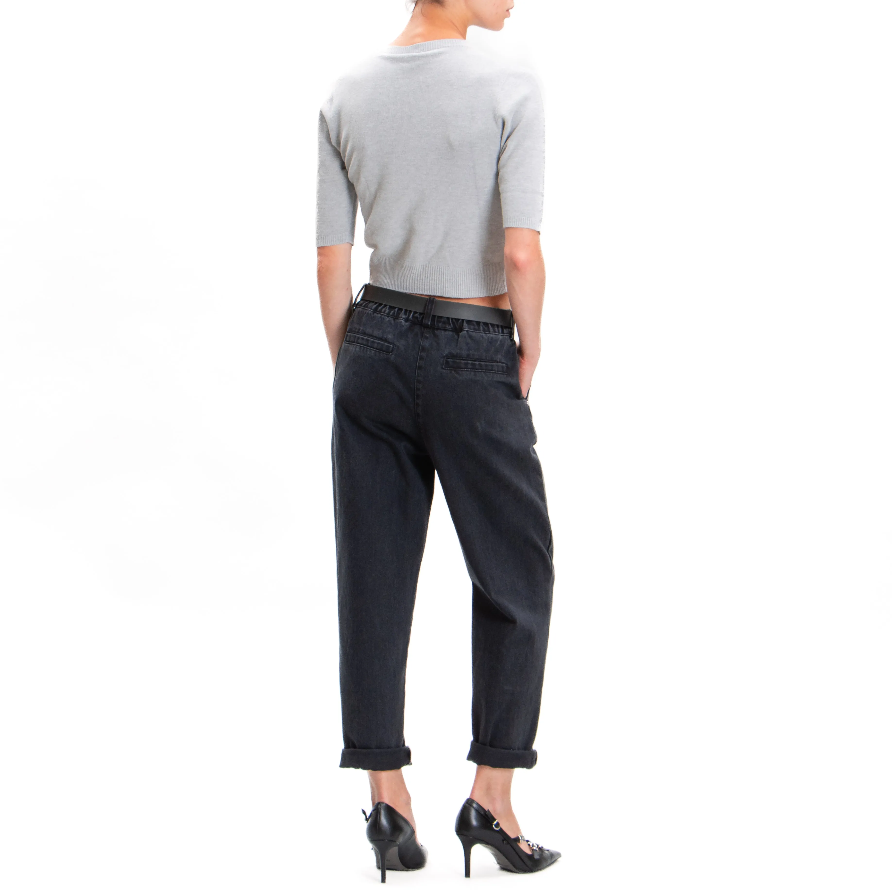 Tensione in-Jeans baggy con cintura - nero